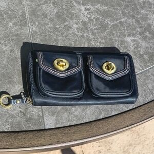Coach Black Wallet with Gold Accents